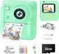 Instant Print Camera for Kids, 1080P Video Camera with 3 Print Rolls, 32GB Card & Cute Cover, Gift for Girls Boys Age 3-12, Toddler Digital Camera with Games, Filters, Music – Green