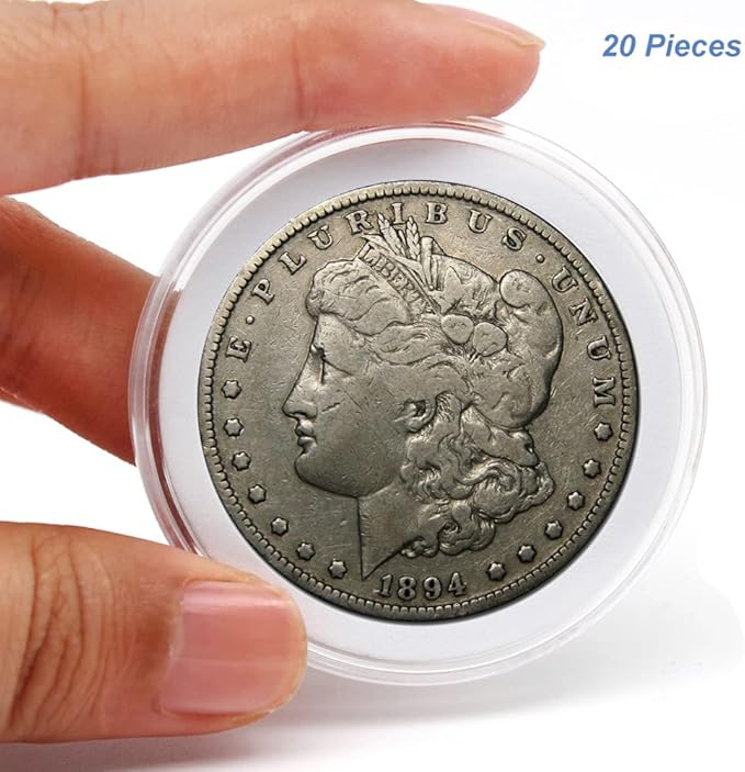 20pcs Clear Plastic Coin Capsules, Coin Collection Case of 5 Size with Adjustable Gasket for Coin Collection American Silver Eagle Liberty Coin &JFK Half Dollar & Bitcoin (18/23/28/33/38mm)-20pcs