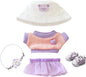 17cm Doll Clothes Set (No Doll), 5 Pieces Skirt Outfit Set for 6.7inch Dolls Dress Suit, Fashion Kawaii Dress Up Hat Overskirt Shoes Accessories for 1st/2nd/3rd Gen Dolls Play & Display Purple