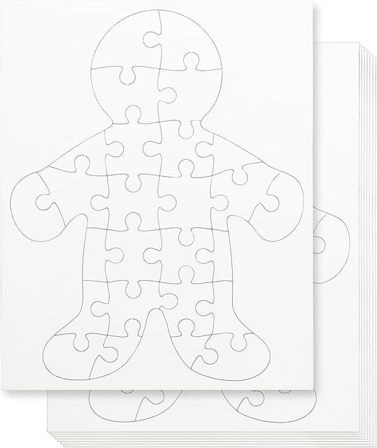 Hygloss 8 Blank Person-Shaped Puzzles with Envelopes – 8.5 x 10.5 Inches – Ideal for All-About-Me Activities – Write, Draw, and Decorate – 26 Pieces Each