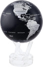 MOVA Globe – Metallic Black and Silver 4.5” | Solar-Powered Rotating Desk Globe with Minimalist Map Design | No Batteries or Cords | Modern Decor Gift