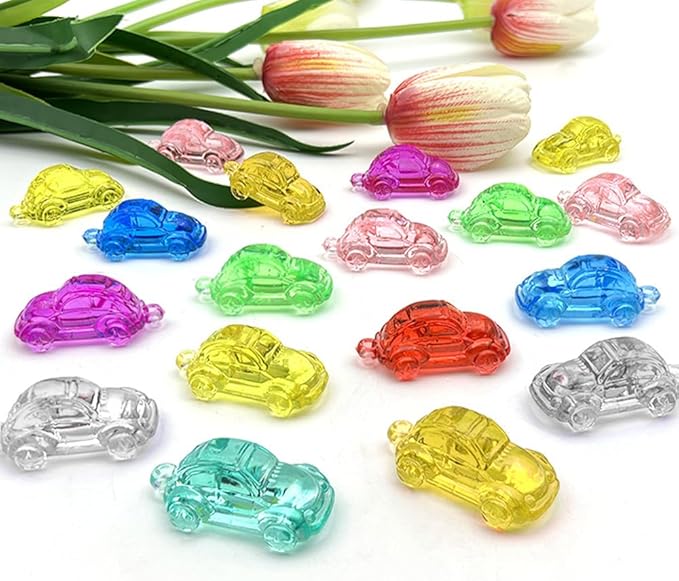HappyFiller 110 Pcs Mini Acrylic Miniature Car Figures,Tiny Resin Cars Sensory Bin Filler,Kids Party Favors Bulk,Car Theme Cake Decoration,Diving Pool Treasure Box Prizes,Creative Decor,Mixed Color