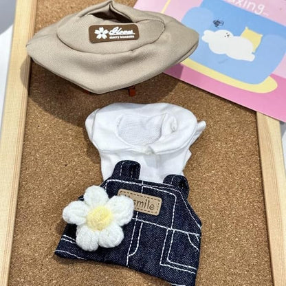 Clothes for Labubu (No Doll), 15cm/17cm Denim Outfit Set, Cute Doll Accessories for Dress-Up Fun, Easy to Wear, Casual Blue Overalls for Daily Play, Display & Collectors