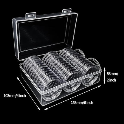 50 PCS 41mm Clear Plastic Coin Capsules with Coin Holder Case, Airtight Coin Holders, Coin Storage Containers, Coin Supplies Plastic Holders, Coin Protectors
