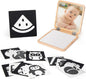Woodtoe Tummy Time Mirror for Infant, 0-180° Adjustable Baby Mirrors with 15 Black and White Educational Cards, Shatterproof & Portable Baby Safe Mirror Toy, Developmental Baby Gift for 0-6 Months