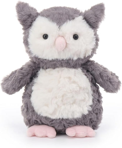 Apricot Lamb Grey Flower Owl Stuffed Animals for Kids, Soft Cute Plush Toys for Baby Girl and Boy, 9.5 Inches