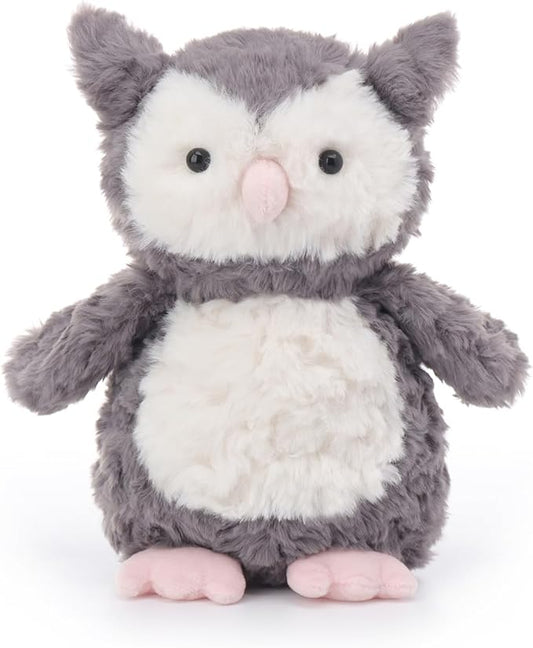Apricot Lamb Grey Flower Owl Stuffed Animals for Kids, Soft Cute Plush Toys for Baby Girl and Boy, 9.5 Inches