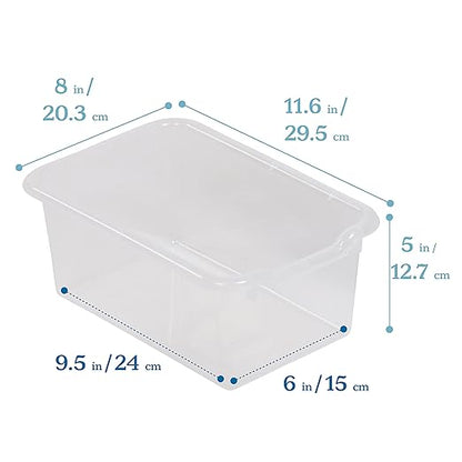 ECR4Kids 12 Cubby Tray Cabinet with Scoop Front Storage Bins , Classroom Furniture, Clear, 12-Piece