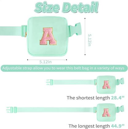 Mini Belt Bag Fanny Pack with Initials Letter Patch Small Crossbody Bags Cute Stuff Birthday Gifts for Teenager Girls Trendy Stuff for Teens - Light Green,A