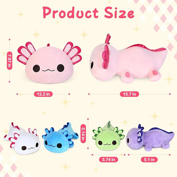 KMUYSL Axolotl Plush Toys for Ages 0 1 2 3 4 5 6 7 8+ Year Old Boys Girls- Axolotl Mommy Stuffed Animal with 4 Baby Axolotls in Her Tummy, Christmas Birthday Gifts for Baby, Toddler, Kids