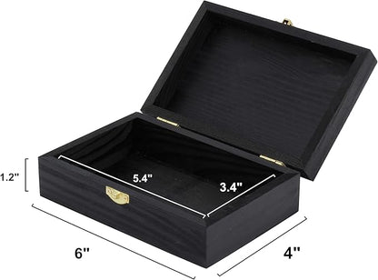 Creative Hobbies Black Wooden Keepsake Box with Gold Clasp - 6″ × 4″ × 2″ Painted Storage Case for Jewelry, Photos, Crafts & Gifts | 2 Pack