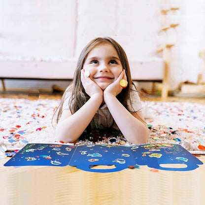 Reusable Sticker Book for Kids, 5 Sets Educational Learning Toys Travel Stickers Activity Books for Toddler Girls Boys Age 3+ Birthday Gifts - Fairy, Ocean, Farm, Dinosaur & Animals