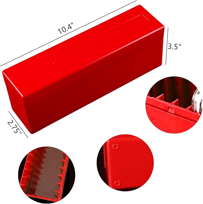 MUDOR 2 Pack Coin Slab Storage Box, Plastic Holder Case for Collectors, Compatible with 20 PCGS Slab, Olny Box (RED, 2)