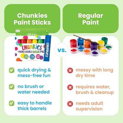Ooly Chunkies 6 Neon Paint Sticks For Kids, Tempera Paint Sticks Neon Colors Set, No Mess Quick Drying Art Supplies for Toddlers and Kids