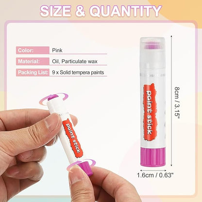 PATIKIL Solid Tempera Paints, 9 Pcs Washable Quick Drying Paint Sticks Paint Pens for Artists Beginners Art Supplies, Pink