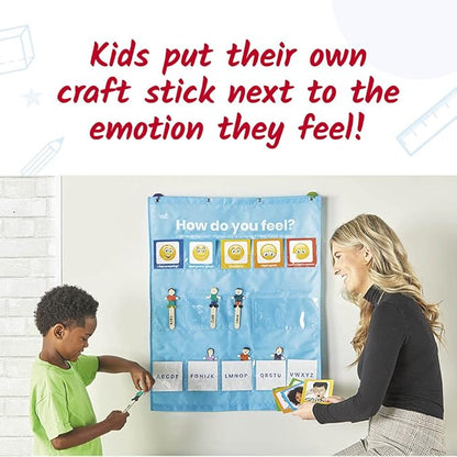 hand2mind Express Your Feelings Pocket Chart, Emotions Chart for Kids, Classroom Decorations for Preschool Teachers, Daycare Decor, Social Emotional Learning Activities, Calm Down Corner Supplies
