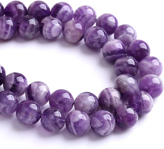 90PCS 8MM Purple Amethyst Dream Lace Beads Natural Quartz Crystal Stone Loose Beads for Jewelry Making DIY Bracelet Grade A+