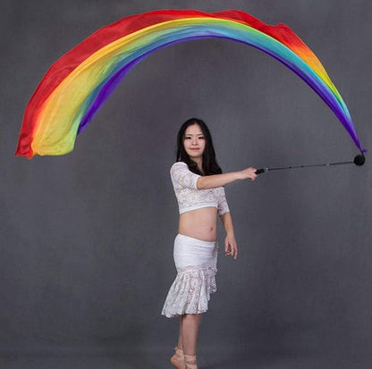 KIKIGOAL 2pcs 2.5x0.9M/98.43"x35.43" Multi-Color Dance Silk Veil Poi