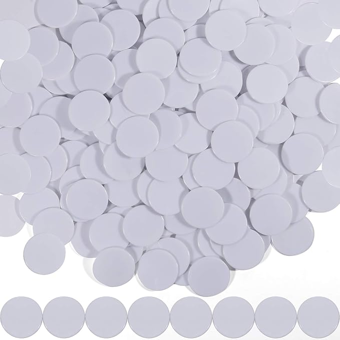 Coopay 300 Pieces Plastic Learning Counters Disks Bingo Chip Counting Discs Markers for Math Practice and Poker Chips Game Tokens,1 Inch (White Style 1)