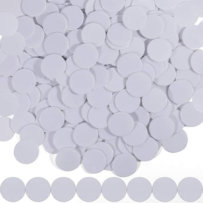 Coopay 300 Pieces Plastic Learning Counters Disks Bingo Chip Counting Discs Markers for Math Practice and Poker Chips Game Tokens,1 Inch (White Style 1)