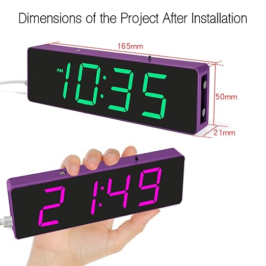 EIELE Soldering Practice Kit 4-Digit RGB Colour LED Digital Clock Kit with colourful case Suitable for students and beginners to solder and learn Adult Electronic Soldering Projects (purple case)