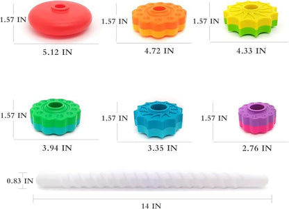 LBAIBB (1 PCS Spinning Stacking Toy,Spin Toy for Toddlers 1-3,Sensory Toys for Toddlers 1-3,Rainbow Spin Tower,Autism Spin Stack Toys,Suitable for Gifts for Boys and Girl