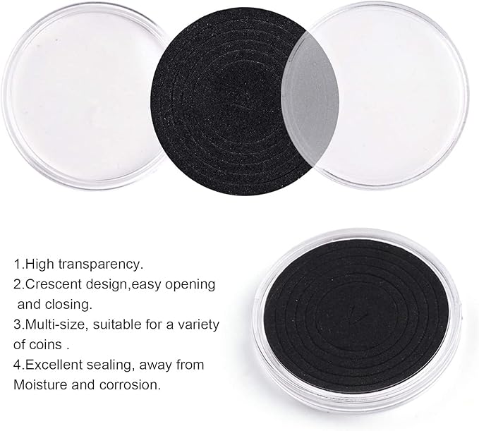 SPLF 120 Pieces 46mm Coin Capsules and 7 Sizes (20/25/30/35/38/40/46mm) Protect Gasket Coin Holder Case with Plastic Storage Organizer Box for Coin Collection Supplies