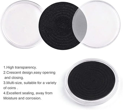 SPLF 120 Pieces 46mm Coin Capsules and 7 Sizes (20/25/30/35/38/40/46mm) Protect Gasket Coin Holder Case with Plastic Storage Organizer Box for Coin Collection Supplies