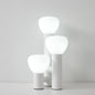Modern 3-Light Table Lamp, White Metal Base, White Mushroom Shaped Glass Globes, 3 Color Temperatures, 16.5 inches Height,Portable Desk Lamp for Bedroom Living Room