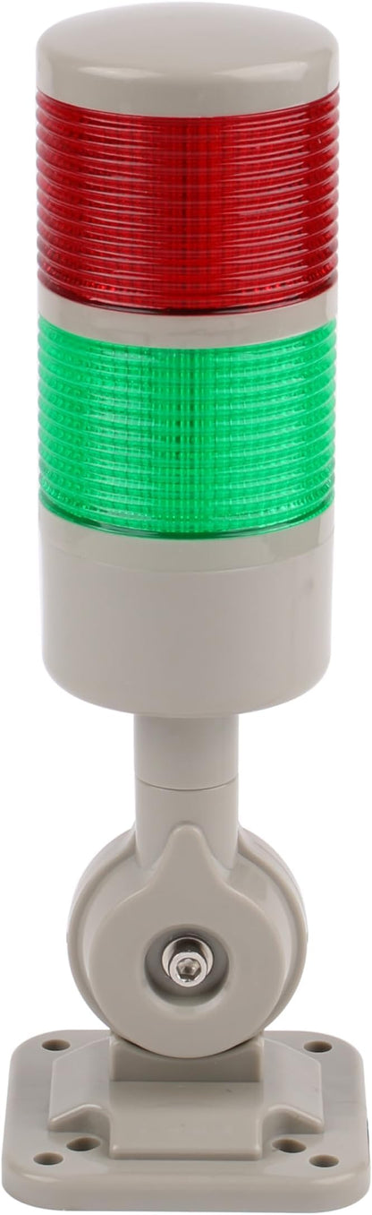 Led Signal Tower Stack Lights, Industrial Signal Warning Lights, Column Tower Lamp Andon Lights with Rotatable Base, Steady/Flashing Light Switchable, 110V 220V AC(2-Layer, no Buzzer)