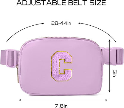 Gitus Gifts for 8 9 10 11 12 Year Old Girls Belt Bag Fanny Pack Crossbody Bags with Initial Letter Patch Cute Stuff Birthday Gifts for Teen Girls Women Personalized Trend Stuff (Lavender-C)
