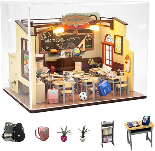 DIY Dollhouse Miniature Kit with Dust Cover and Music,DIY Miniature Wooden Dollhouse Kit,1:24 Scale Mini House Building Kit for Adults Teens Birthday Gifts