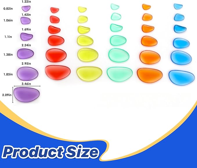 Rainbow Stacking Stones – Set of 36 - Translucent Pebbles, Perfect Light Table Toys for Kids Learning & Fun