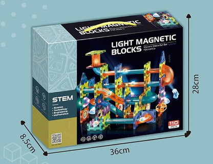 UNIQUE KIDS Magnetic Tiles Building Blocks with Marble Run STEM Toys STEAM Toys for Kids Ages 3-10+Year Old Boys Girls Best Christmas Birthday Gift (110 pcs)