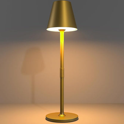 LED CordlessTable Lamp,4000mAh Rechargeable Battery Desk lamp,3 Level Brightness Portable Night Light, Minimalist Design, for Couple Dinner/Coffee Table/Restaurant/Bedroom(Bronze)