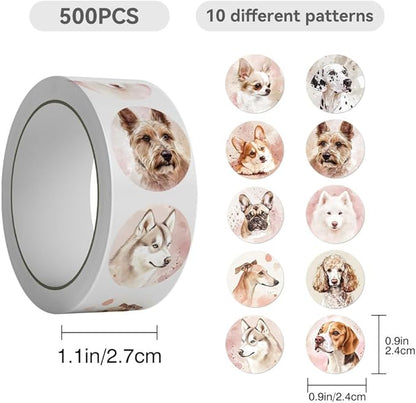 500 Pcs Cute Dog Stickers Puppy Decals Waterproof Decals for Laptop, Water Bottle,Phone, Luggage, Teens Boys Girls Birthday Party Supplies Decoration