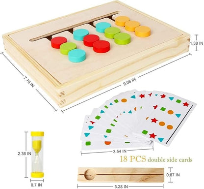 Montessori Learning Toys Slide Puzzle Color & Shape Matching Brain Teasers Logic Game Preschool Educational Wooden Toys for Kids Boys Girls Age 3 4 5 6 7 Years Old Airplane Travel Toy Birthday Gifts