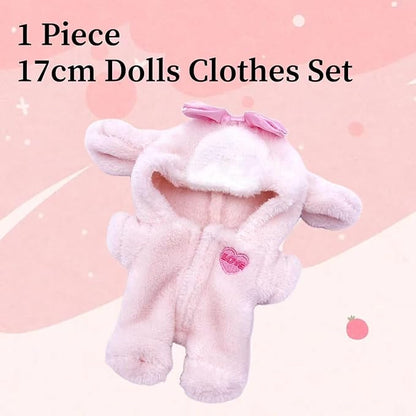 Clothes for Doll, Pink Bunny Plush Outfit for 17 cm (6.7in) Dolls, Keychain Accessories for Dolls - Cute Clothes for Boys Girls Birthday (Pink Bunny)