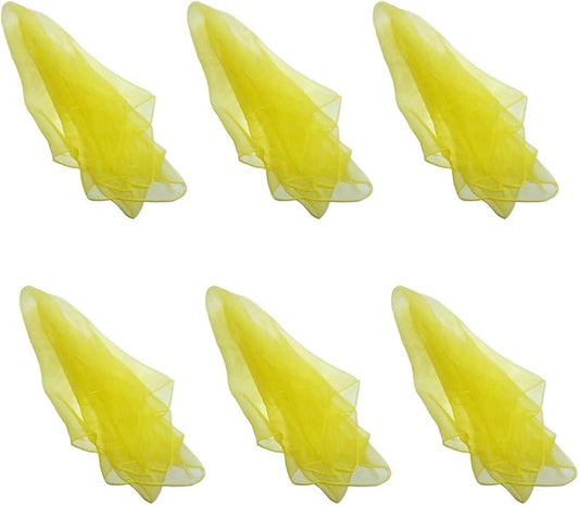 Hoerev Pack of 6 Dancing Juggling Scarves for Decoration Colors Scarves,Size 24"x24",60cmx60cm (Yellow)