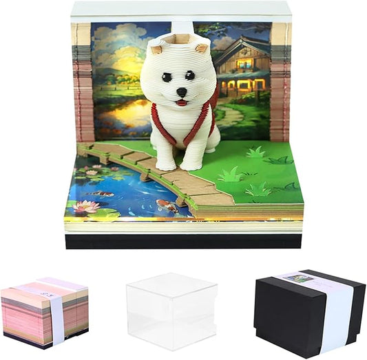 3d Calendar 2026,The Combination Of Paper Carved Lights And Artistic Creativity,Backpack Dog 3d Calendar,Suitable For Note Taking,Decorative Ornaments,Holiday Gifts (white)