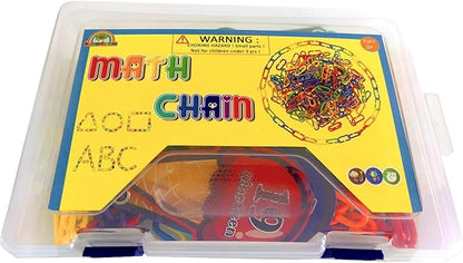 Chain Link Math Manipulatives - 240 C Clips Plastic Chain Links & 20 Ice Cream Cards for Counting & Linked Math Game - Learning Resources for Kindergarten Sensory Bin Math Links Counting Toy