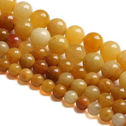 12MM 32PCS Natural Stone Yellow Jade Loose Beads for Jewelry Making DIY Bracelet 1 Strand