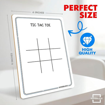 SCRIBBLEDO Tic Tac Toe Game Dry Erase Board 9x6 Inch Double-Sided Whiteboard Reusable Classroom Learning Tool Fun Drawing Writing Table Games for Seniors Small Board for Home & School