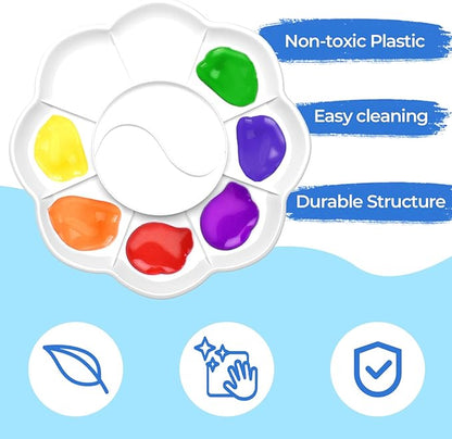 Nicpro Washable Paint for Kids, Kids Painting Set with 10 Paintbrushes, Palettes, Sponge, 6 Vibrant Colors 8.45oz, Non Toxic Washable Finger Paint for Toddlers Preschool Children Art Painting Supplies