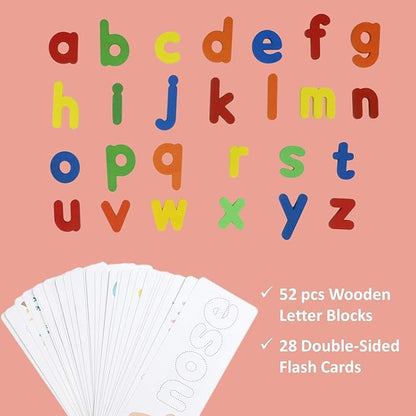 FLYINGSEEDS See and Spell Learning Toys, CVC Word Builders with Sight Words Flash Cards Kindergarten, Educational Toys for Toddler 2 3 4 Year Old Boys Girls - Gifts for Kids