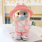 5 Pcs/Set 15-17cm Doll Clothes for Labb Rabbit Bunny, Lovely Girly Doll Clothing Straw Hat+Overalls+T-Shirt+Handbag+Canvas Shoes, Fashionable Outfit for Dress up, Doll Costume Fashion Dresses -Pink