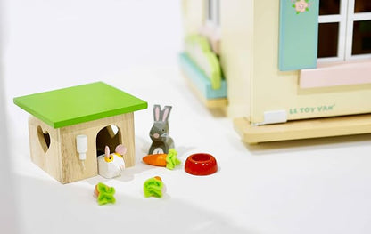 Le Toy Van - Adorable Wooden Daisylane Bunny & Guinea Accessories Play Set for Dolls Houses | Girls Dolls House Furniture Sets - Suitable for Ages 3+ (ME045)