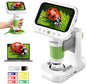 Digital Microscope for Kids,4.3" HD Screen Portable Microscope with 8 LED Lights,Educational STEM Science Toys with 8G SD Card for Photo/Video,Birthday Gifts for Boys Girls