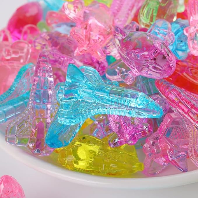 HappyFiller 90 Pcs Acrylic Mini Planes Small Plastic Airplane Bulk 9 Colors Perfect for Crafting, Party Favors,Home Decor, Table Scatters,Creative Art Projects