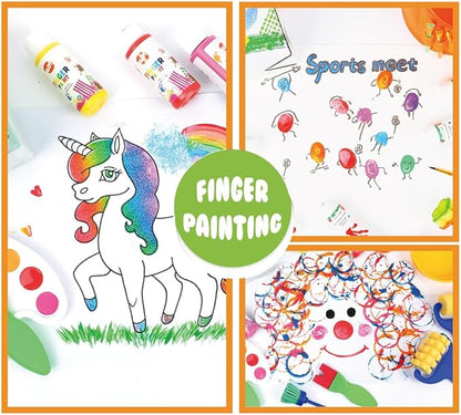 Kids Washable Finger Paint for Toddlers Art Supplies Gift for Baby Hand Painting DIY Crafts, Non Toxic, 10 Colors, 36ml/Tube